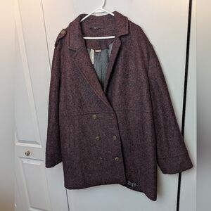 PENNINGTONS Plus Size Winter Women Coat Size 4X Purple And Black Buttons Closure
